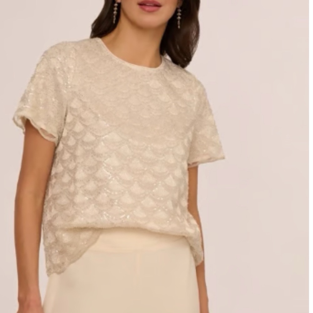 Adrianna Papell Sequin Cream Top